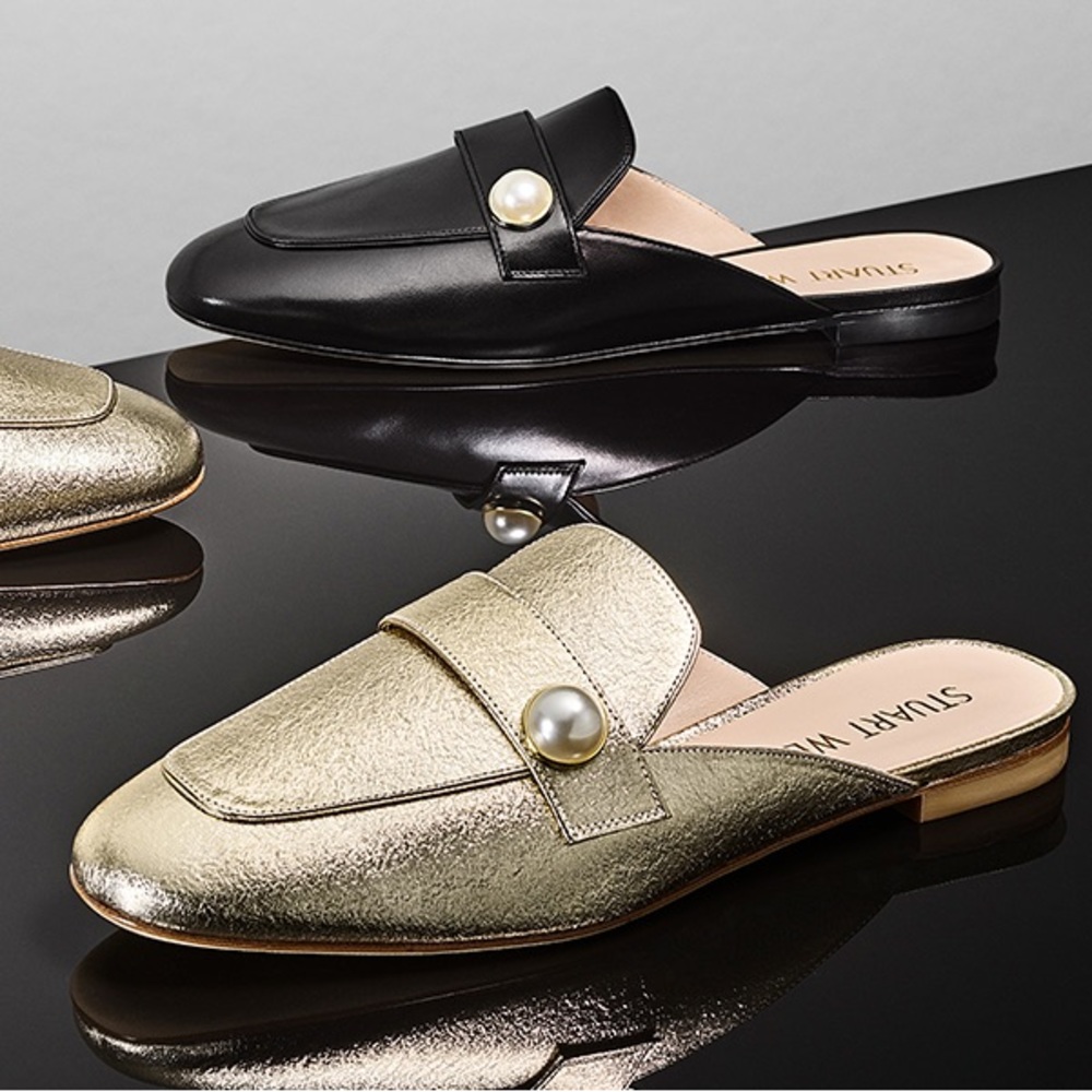 SOLD Payson Slide Pearl Leather Slippers